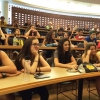Alunos assistem a uma palestra sobre como se candidatar para um curso na University of Missouri